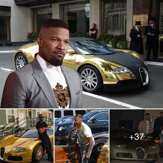 “Going for the Gold! Jamie Foxx Flaunts Wealth with Dazzlingly Golden Bugatti Veyron”
